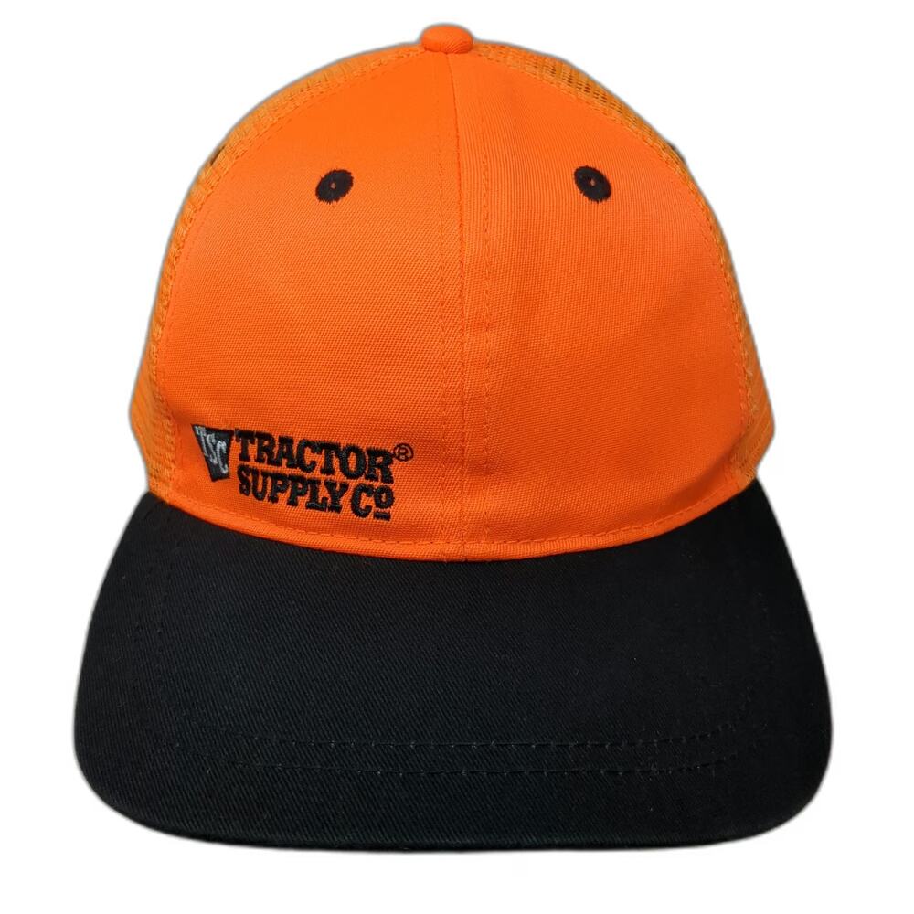 Tractor Supply Co Trucker Hat Orange Black One Size Snapback Mesh Logo Work Hat